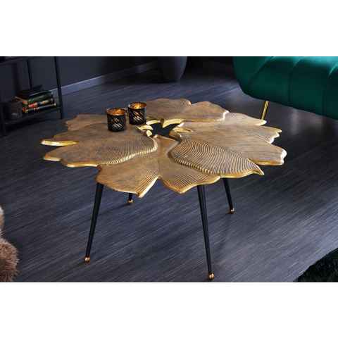 riess-ambiente Couchtisch GINKGO 95cm gold / schwarz (Einzelartikel, 1-St), Wohnzimmer · Metall · Handarbeit · Unikat · Urban Jungle