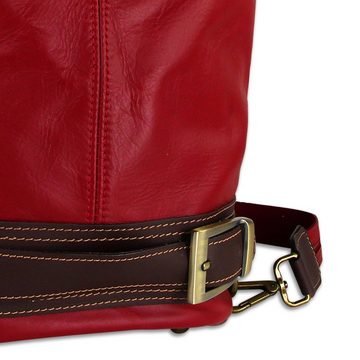 Toscanto Schultertasche Toscanto Damen Schultertasche (Schultertasche), Damen Schultertasche, Cityrucksack Leder, rot, braun, Größe ca. 23cm