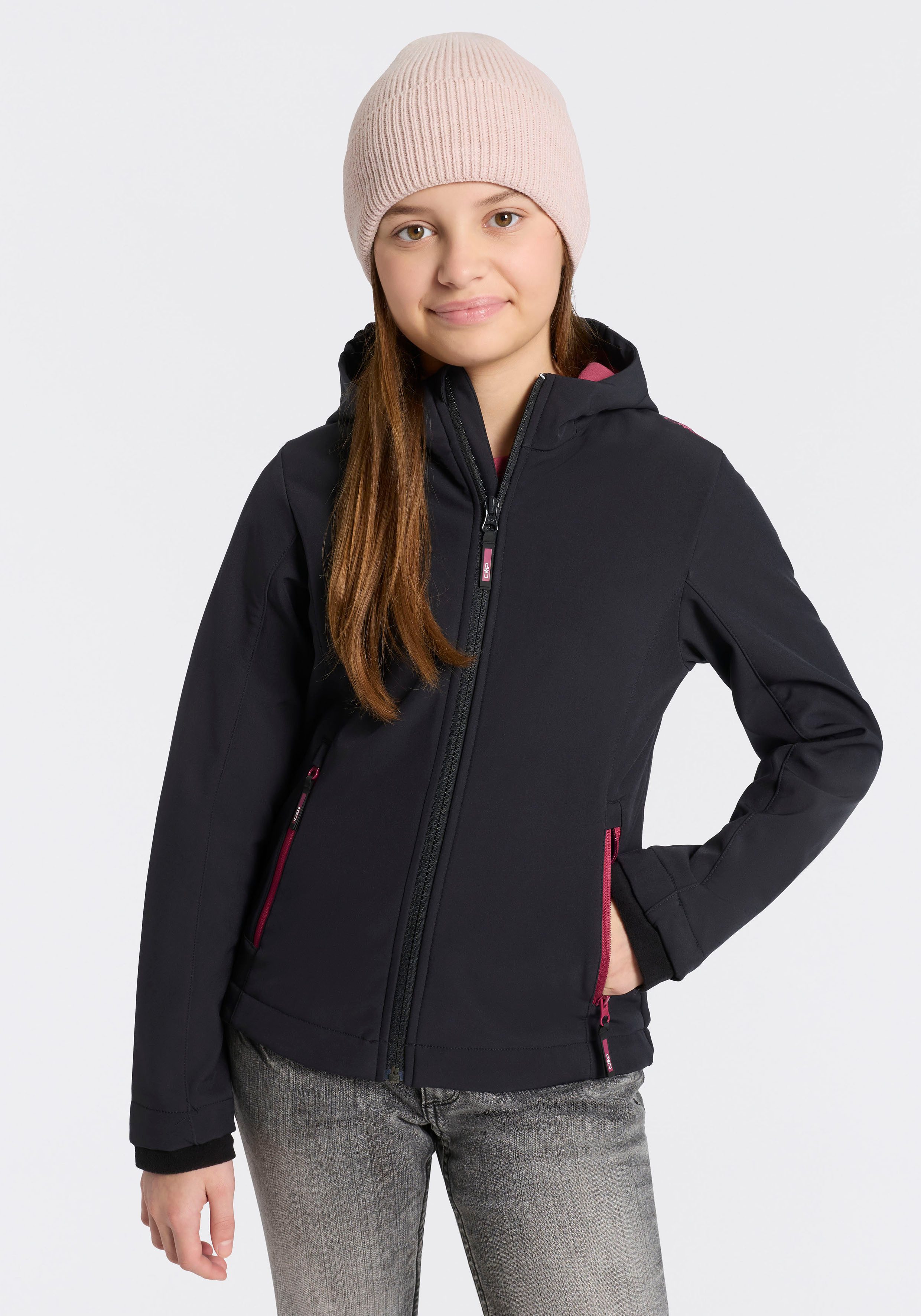 CMP Softshelljacke KID G JACKET FIX HOOD für Kinder43405465 Atmungsaktiv & Wasserabweisend & Windabweisend,Übergangsjacke