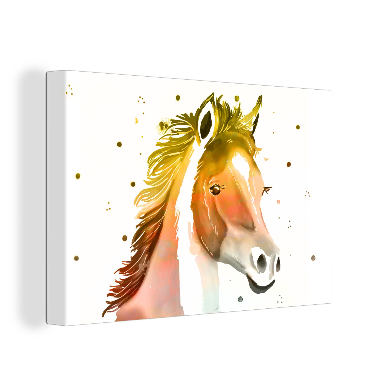 OneMillionCanvasses® Leinwandbild Pferd - Farben - Weiß - Mädchen - Kinder - Mädchen, (1 St), Wandbild Leinwandbilder, Aufhängefertig, Wanddeko, 30x20 cm