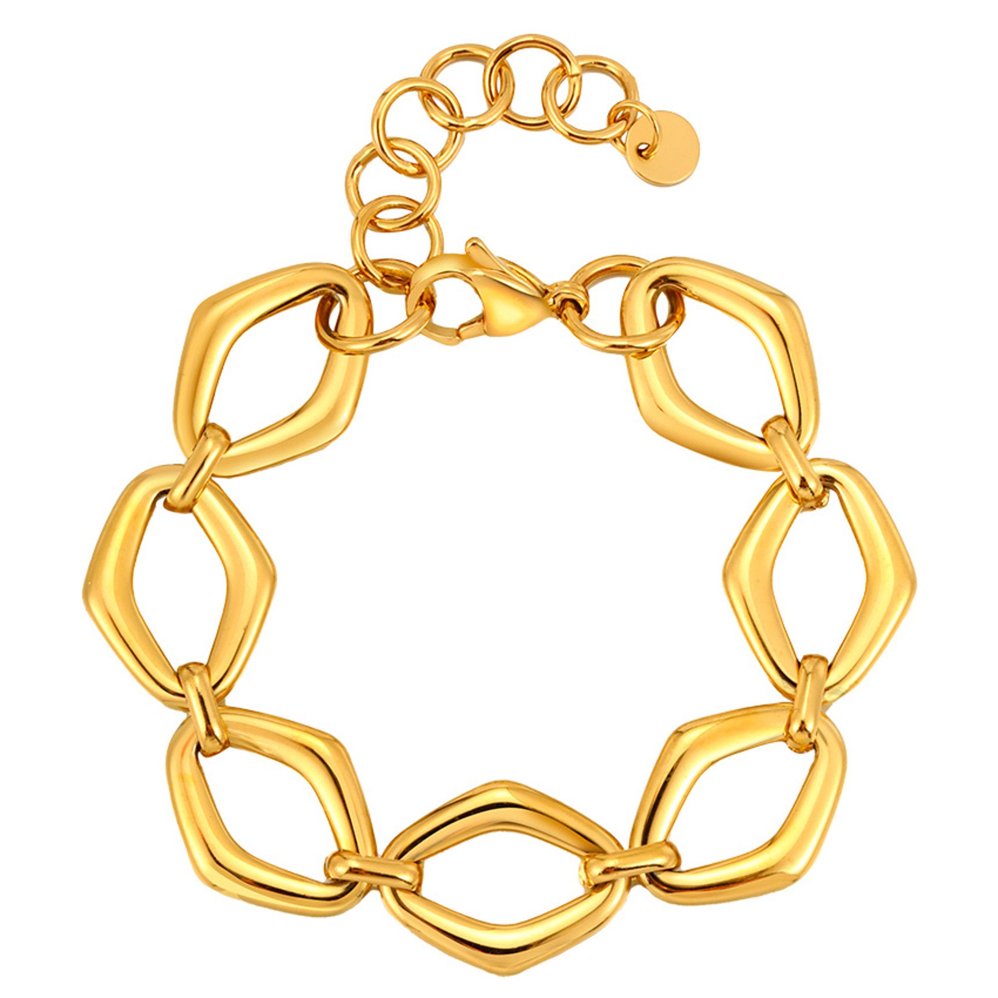 KARMA Armband Damen Edelstahl Gliederarmband Gold oder Silber (Edelstahlarmband wasserfest hypoallergen, Schmuck für Frauen Damenarmband), modern Armkettchen Karabinerverschluss