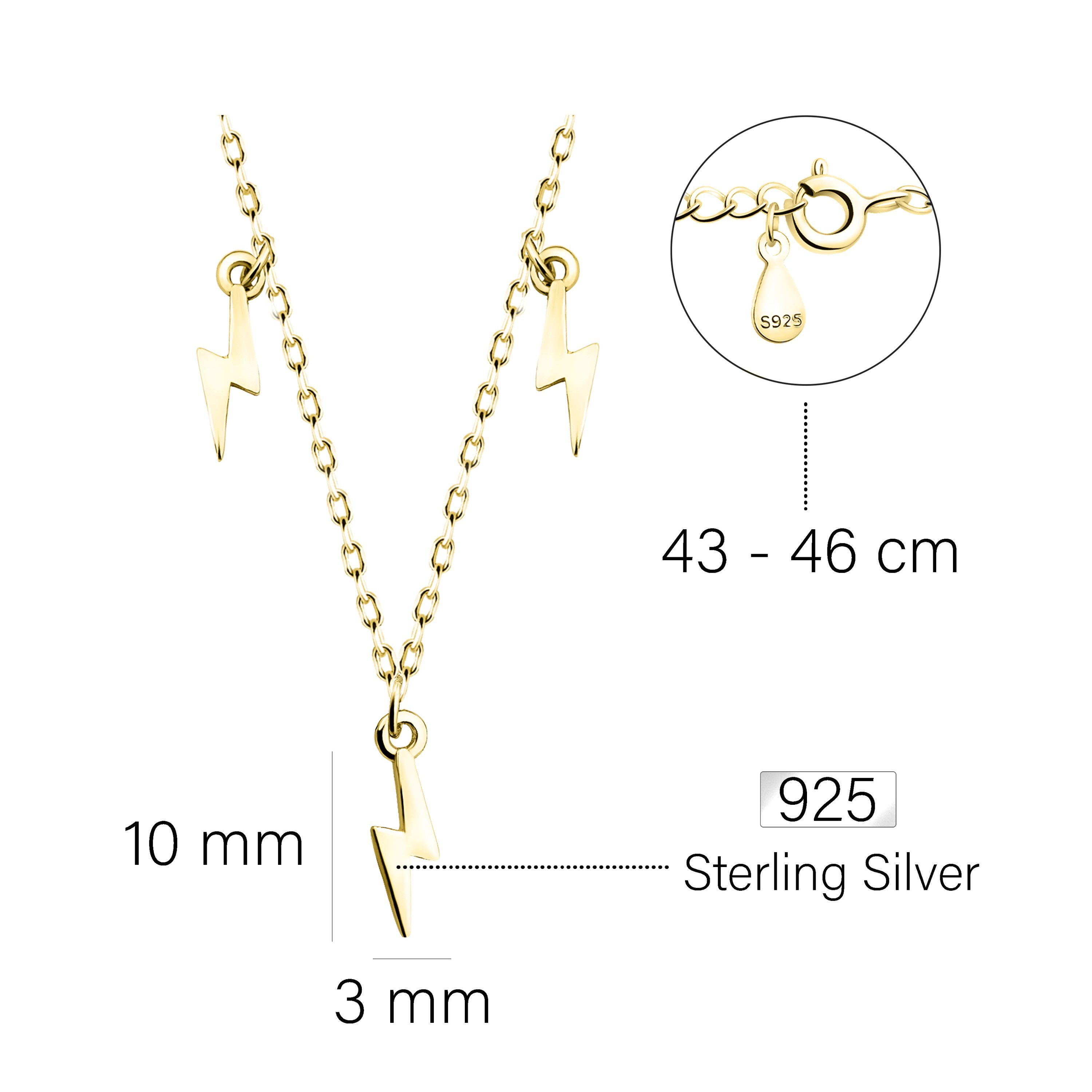 Damen 925 Schmuck Kette Anhänger gold Milani Silber mit Sofia Blitz,