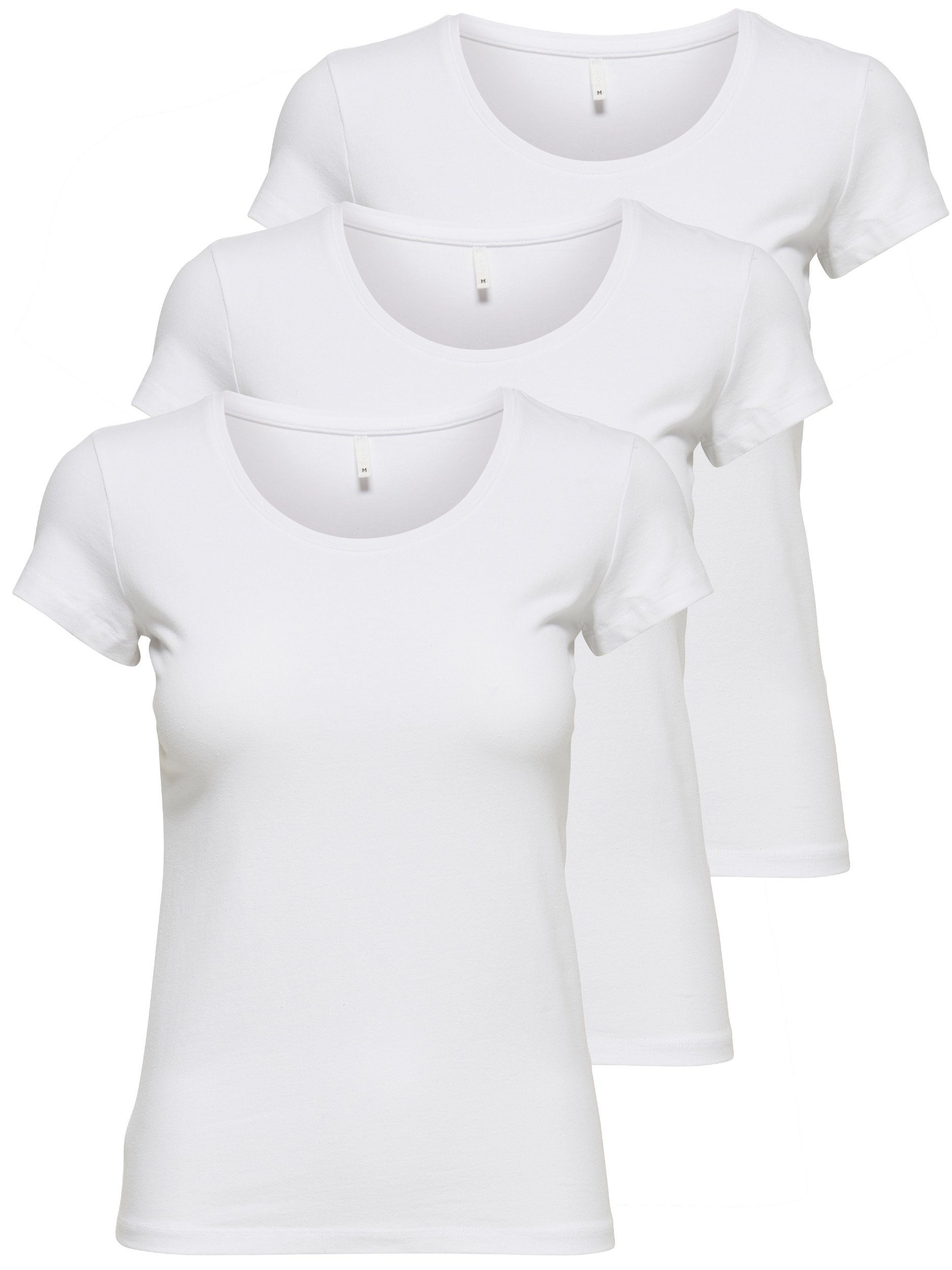 ONLY T-Shirt ONLLIVE LOVE NEW (3-tlg., 3er Pack) Figur betont, elastische Baumwollqualität