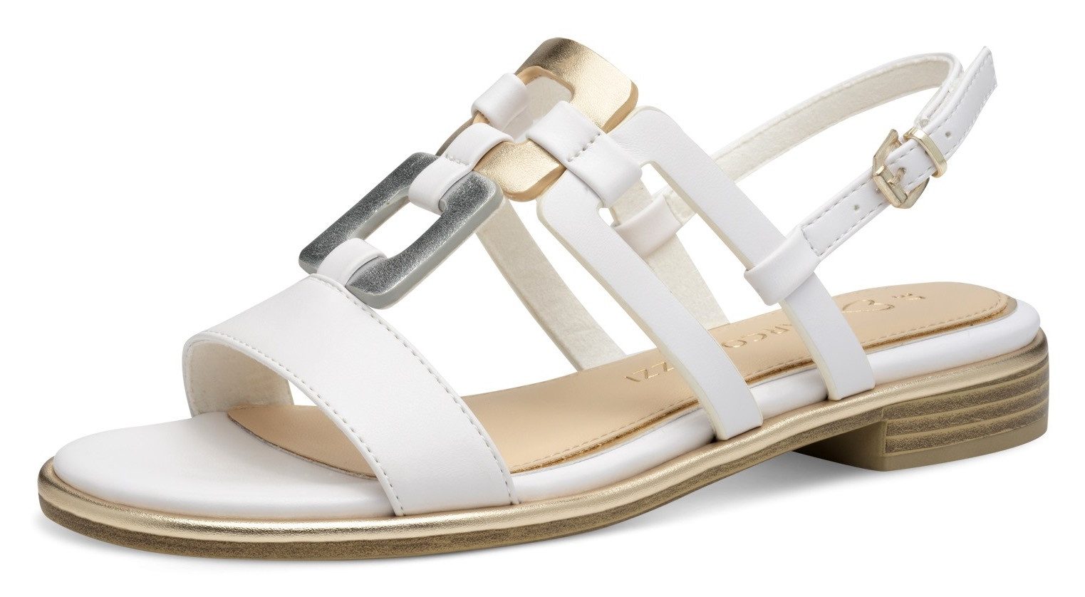 MARCO TOZZI Sandalette, Blockabsatz, Sommerschuh, Riemchensandale im Metall günstig online kaufen