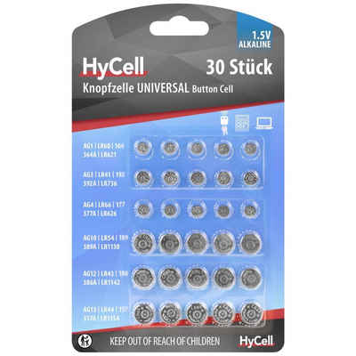 HyCell »30tlg. Alkaline-Knopfzellen-Set« Knopfzelle, Knopfzellen-Set