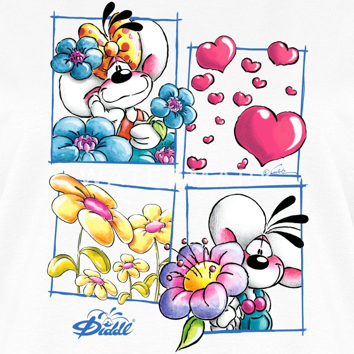 Spreadshirt T-Shirt Diddl Und Diddlina Sind Verliebt Frauen Premium T-Shirt günstig online kaufen