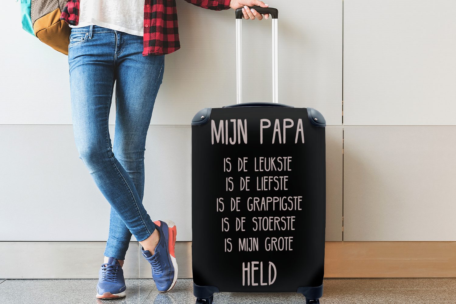 Reisetasche 4 Zitate mit rollen, Ferien, Trolley, Rollen, Papi, Handgepäck - Handgepäckkoffer für Vatertag MuchoWow - Reisekoffer
