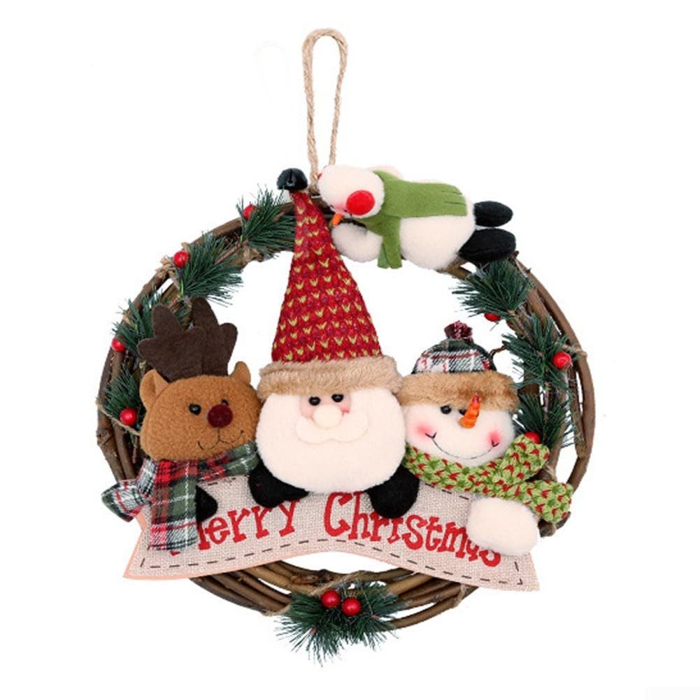 Kunstkranz Weihnachtskränze für die Haustür, 29cm Weihnachtskranz Rattan Kranz, CLTYQ, Weihnachten Dekorationen für Haustür, Fenster, Wand Hängende Deko