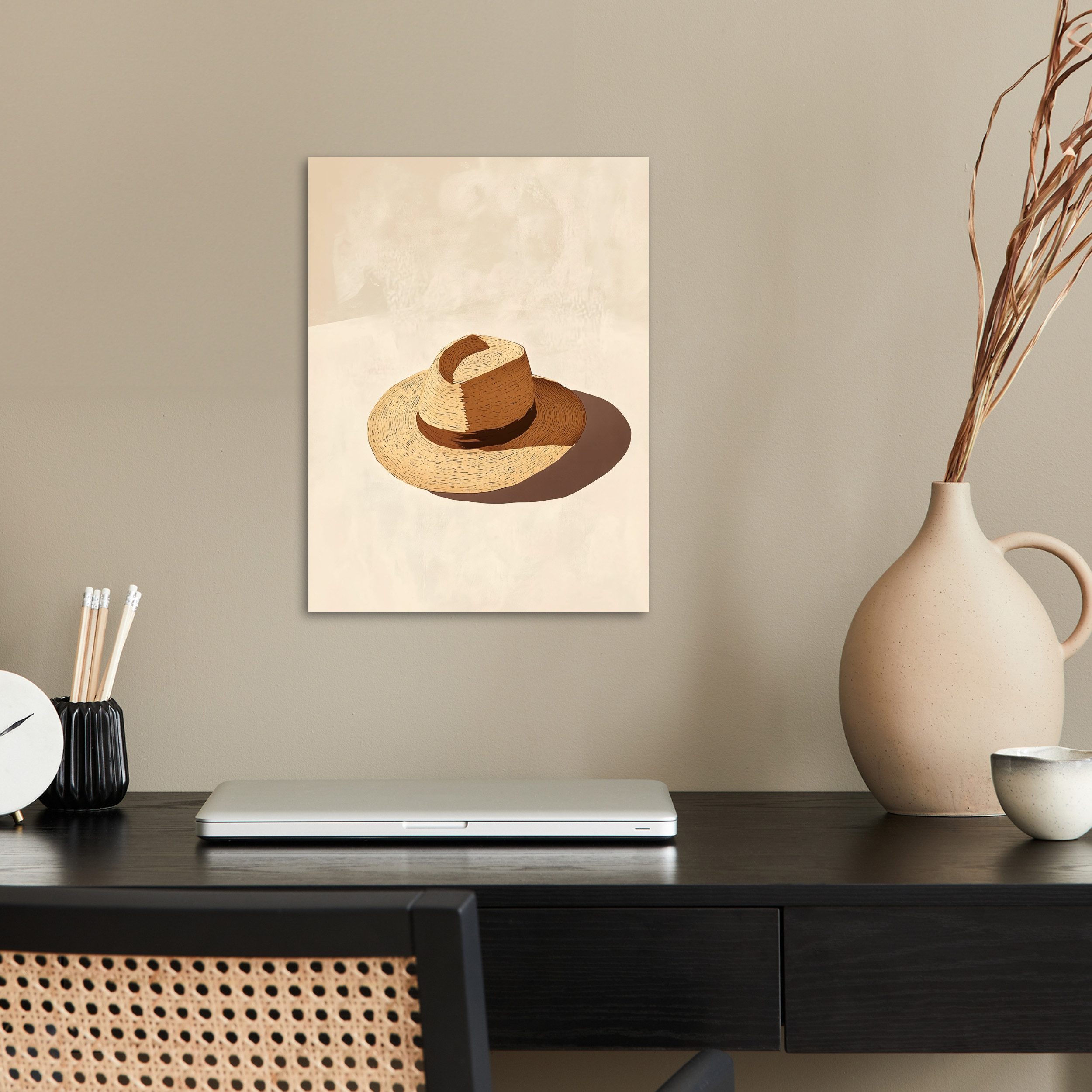 MuchoWow Poster Hut - Minimalistisch - Farbton - Beige, (1 St), Poster ohne Rahmen, Wandbild, Wandposter, 30x40 cm