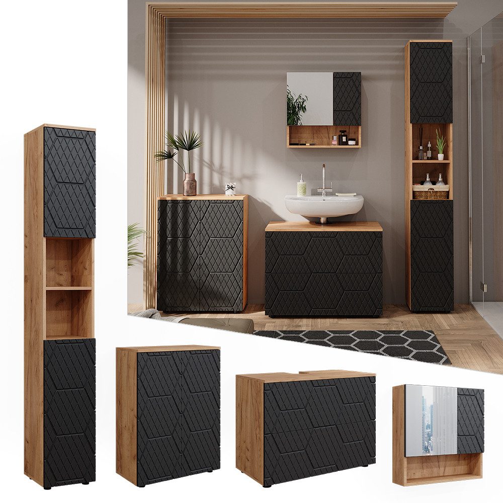 Vicco Badmöbel-Set Irma, Goldkraft Eiche/Anthrazit, 4 günstig online kaufen
