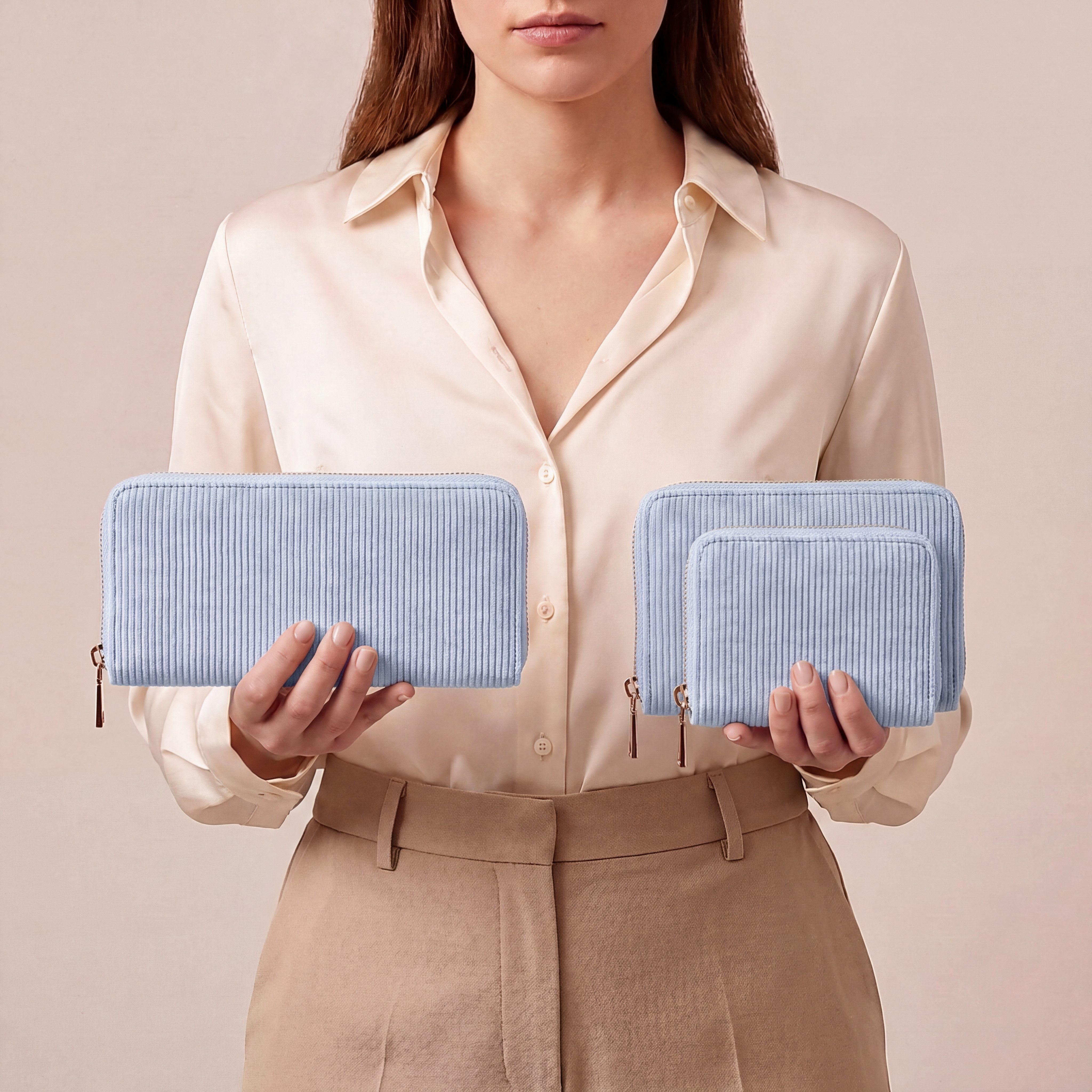 MillyMilk Geldbörse FONDO MEDIUM – Damen Cord Geldbeutel – Stoff Portemonnaie, Cord-Geldbörse mit stabiler Form, viel Platz und Reißverschluss. – Bild 5 von 5