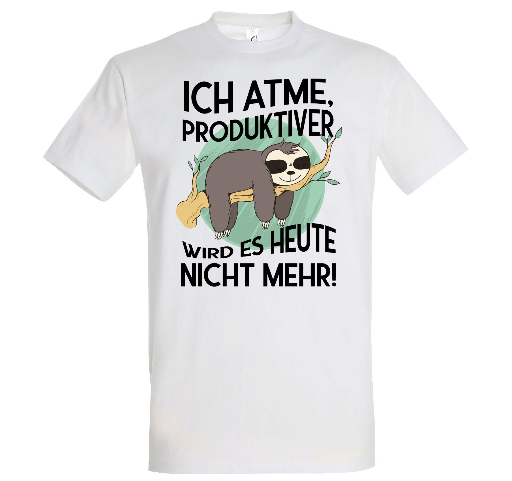 Youth Designz T-Shirt Ich Atme, Produktiver wird es heute nicht mehr Herren Shirt mit lustigem Frontprint Weiß