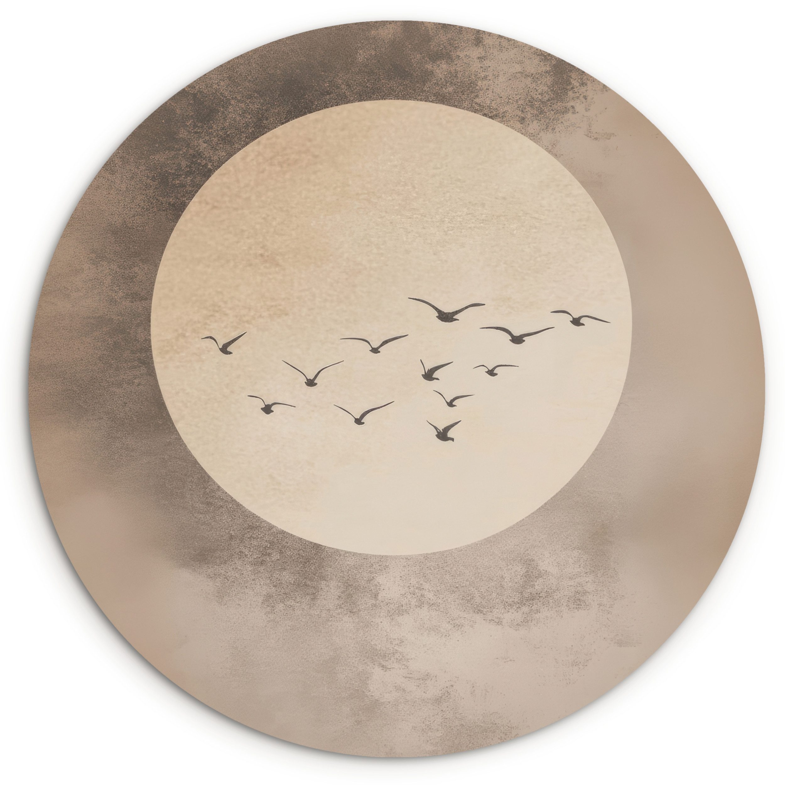 MuchoWow Gemälde Vogel - Beige - Japanisch, Fotodruck (1 St), Kreis Wanddek günstig online kaufen