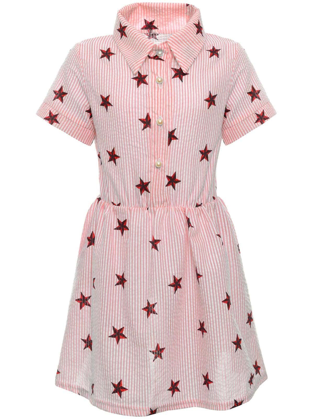 Sternchen mit Rosa Sommer Blusenkleid (1-tlg) Sommerkleid Mädchen BEZLIT Volant