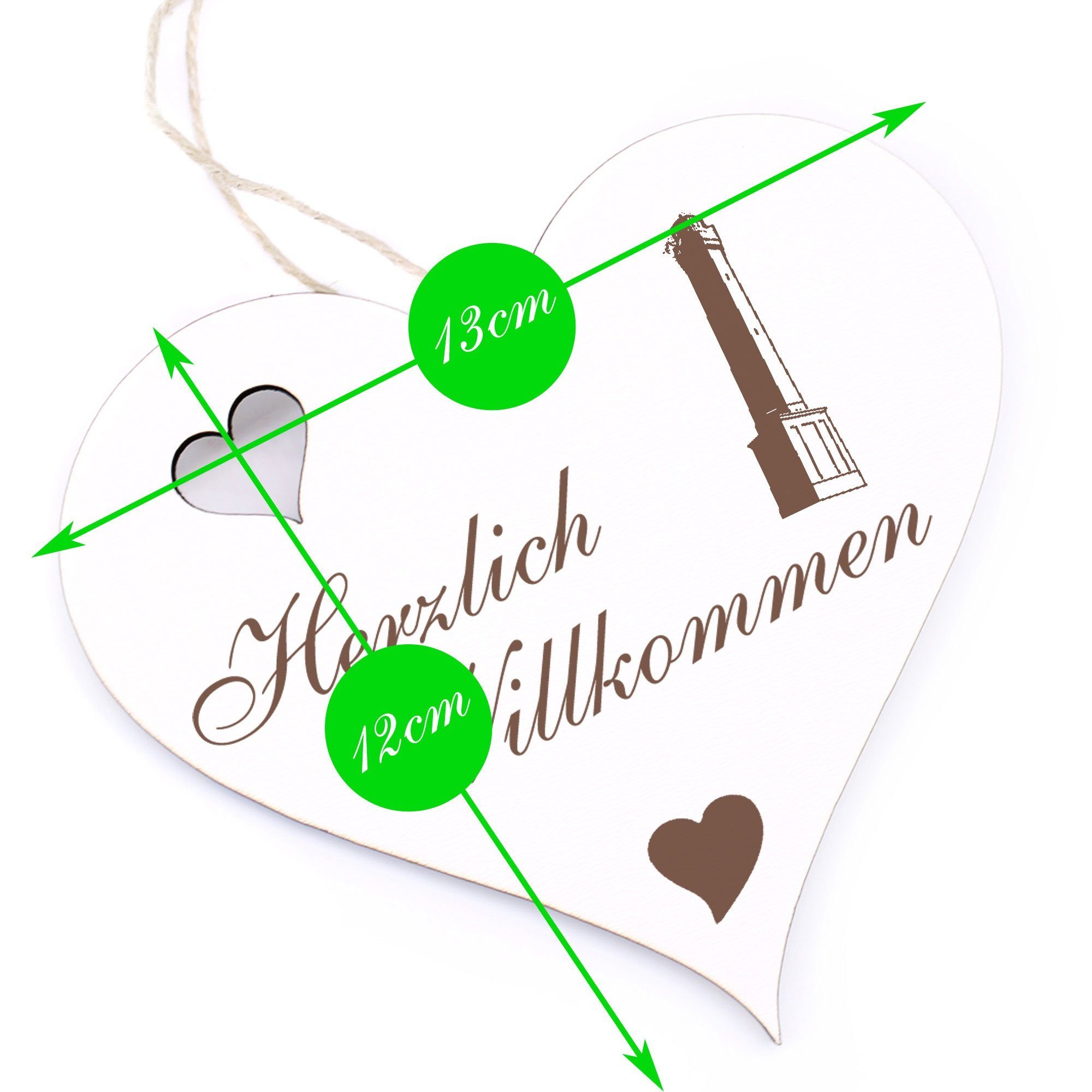 Dekolando Hängedekoration Herzlich Leuchtturm - 13x12cm Norderney - Willkommen