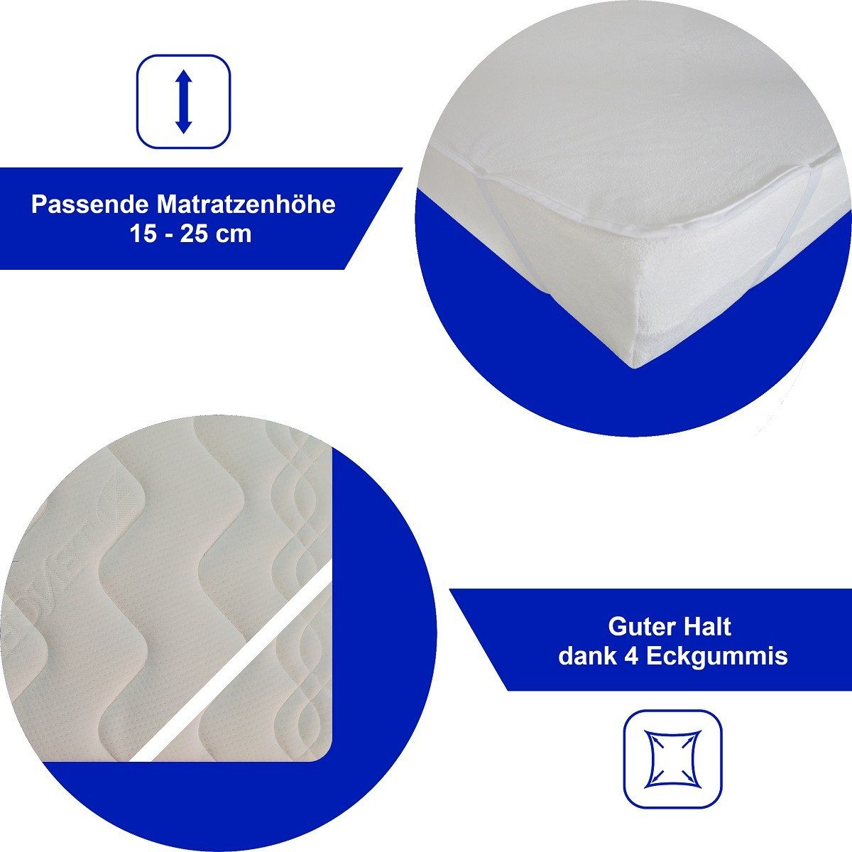 Matratzenauflage Matratzenschutz wasserdicht mit Eckgummi DUKAL, 140x220 cm, mit Eckgummi, Made in Germany