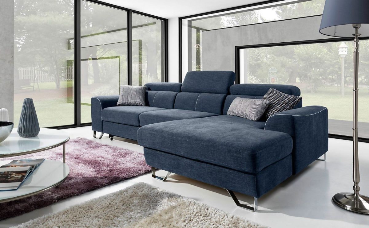 JVmoebel Ecksofa Elegantes Schlafsofa in Hellblau mit Bettkasten und Polsterung, Made in Europa