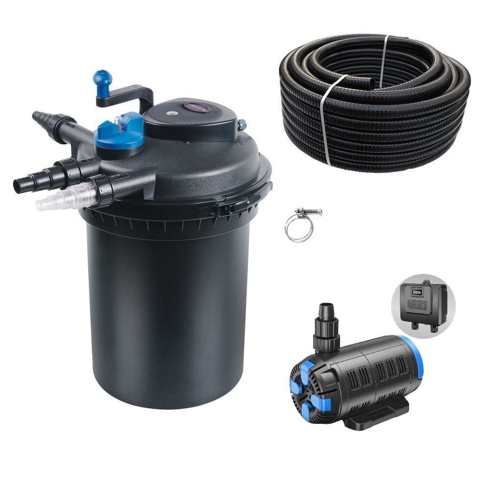 Aquaone Teichfilter Druckteichfilter Set CPF 10000 regelbare Eco Pumpe 10m Schlauch Nr.23
