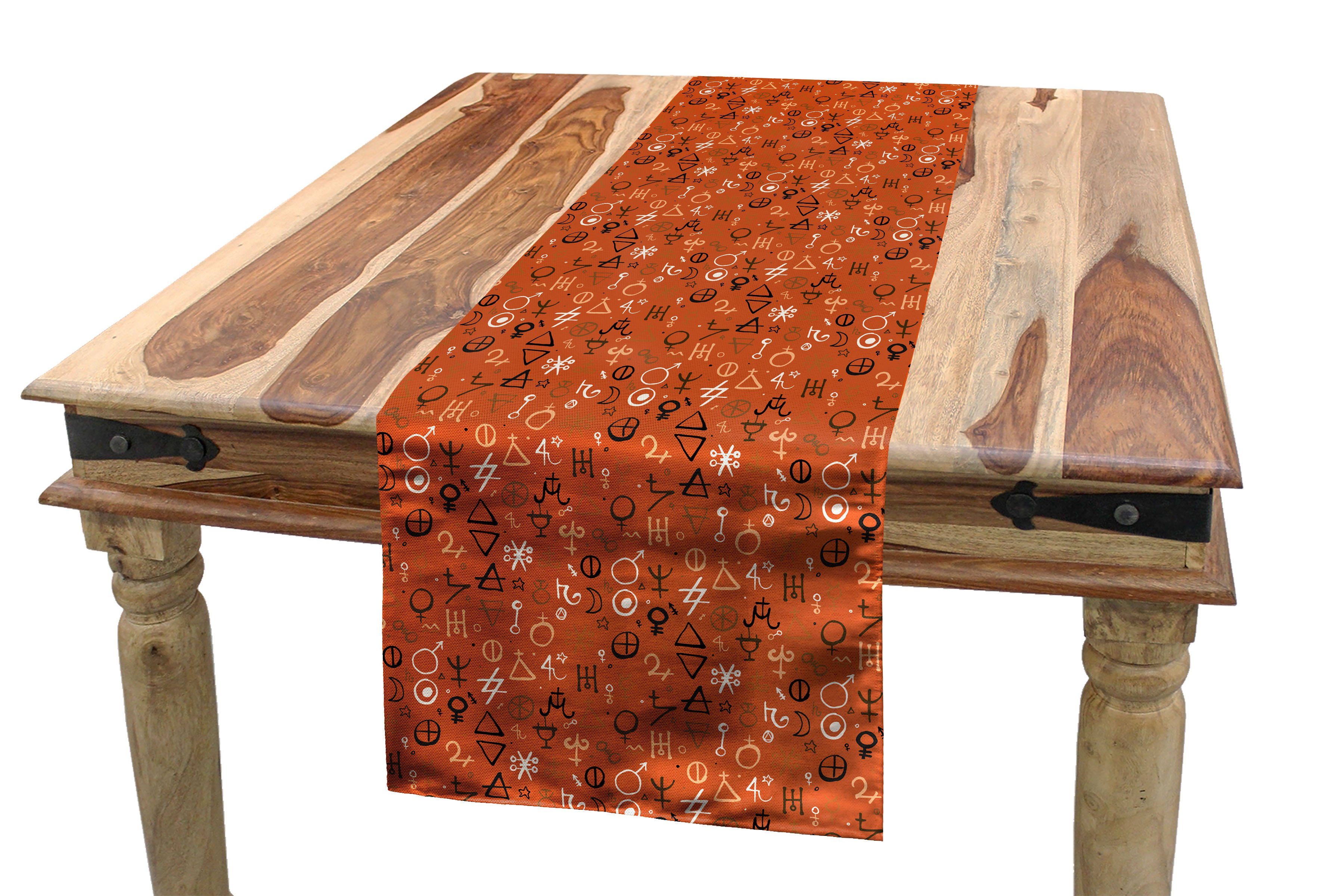 Abakuhaus Tischläufer Esszimmer Küche Rechteckiger Dekorativer Tischläufer, Orange West Aztec Forms