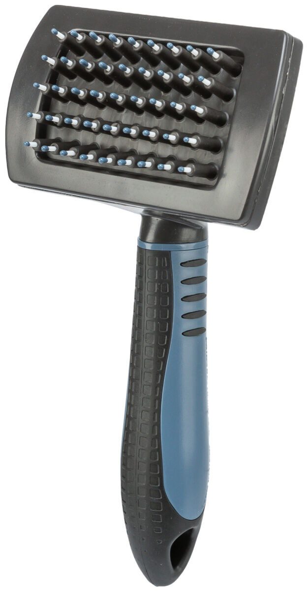 TRIXIE Fellbürste Pflegebürste - dunkelgrau/blau - 10 × 17 cm