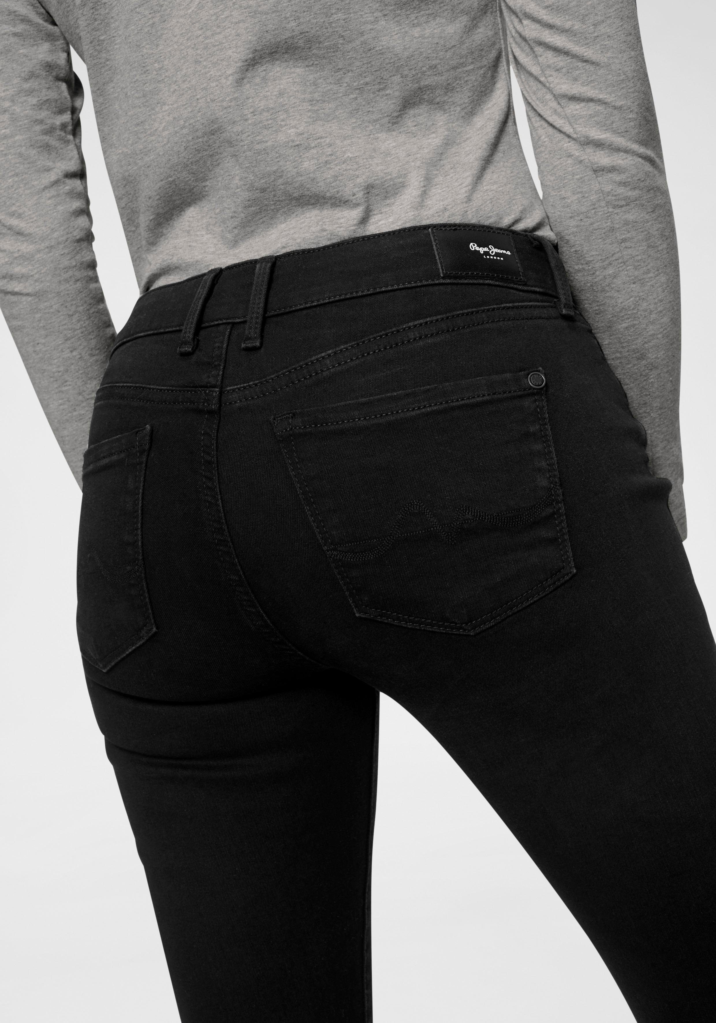 Pepe Jeans black Skinny-fit-Jeans Bund im 1-Knopf Stretch-Anteil S98 und mit SOHO 5-Pocket-Stil washed