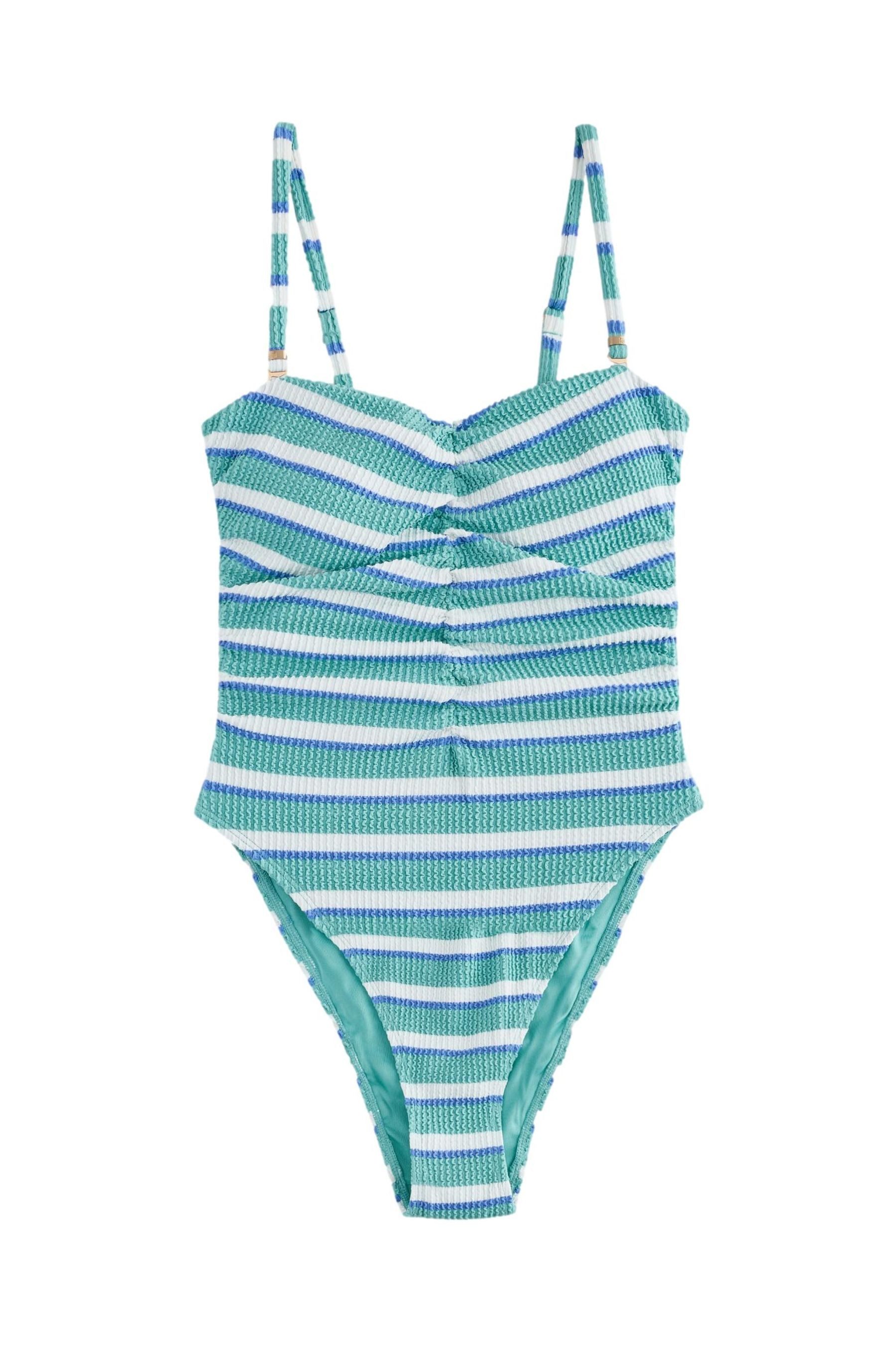Aqua Blue/White Crinkle Stripe