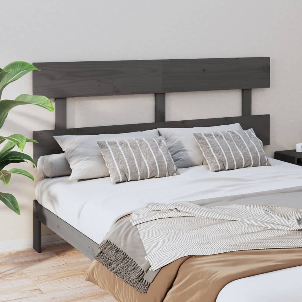 vidaXL Bett, Kopfteil Grau 164x3x81 cm Massivholz Kiefer günstig online kaufen