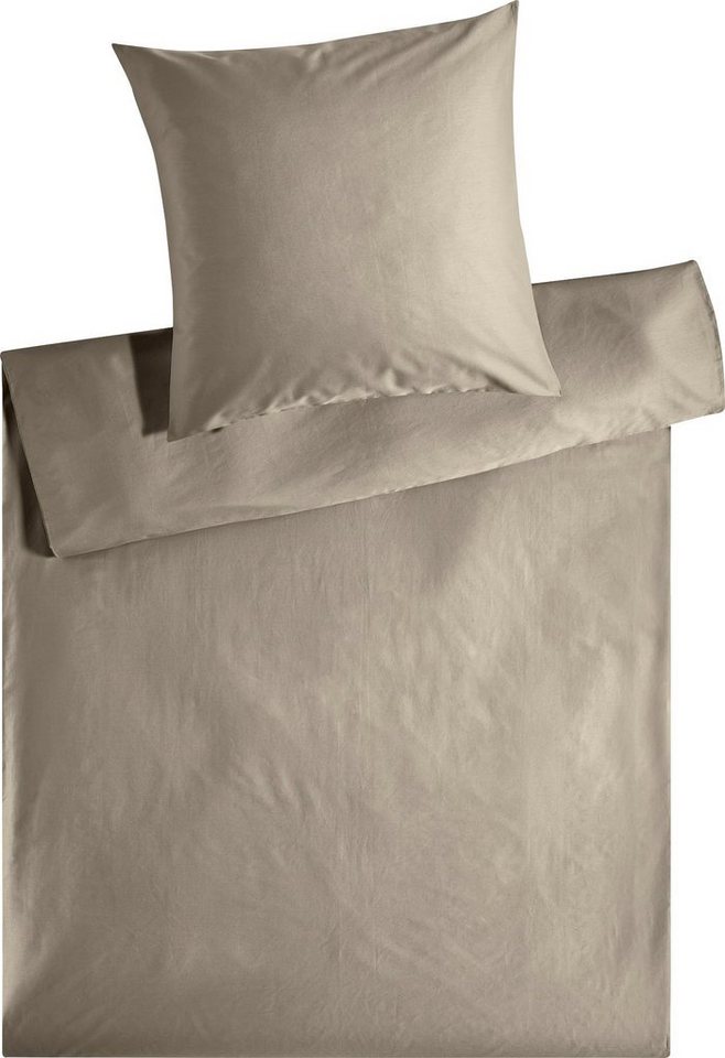 Bettwäsche Edel-Satin Uni in 135x200, 155x220 oder 200x200 cm, Kneer, Satin,  2 teilig, Bettwäsche aus Baumwolle in Satin-Qualität, unifarbene Bettwäsche