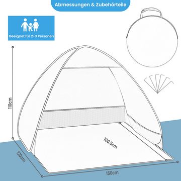 EUGAD Strandmuschel, Personen: 3 (1 tlg), Pop Up mit UV Schutz, Windschutz