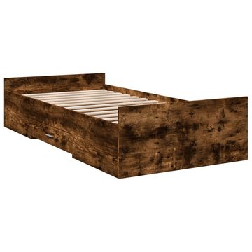 vidaXL Bett Bettgestell mit Schubladen Räuchereiche 75x190 cm Holzwerkstoff