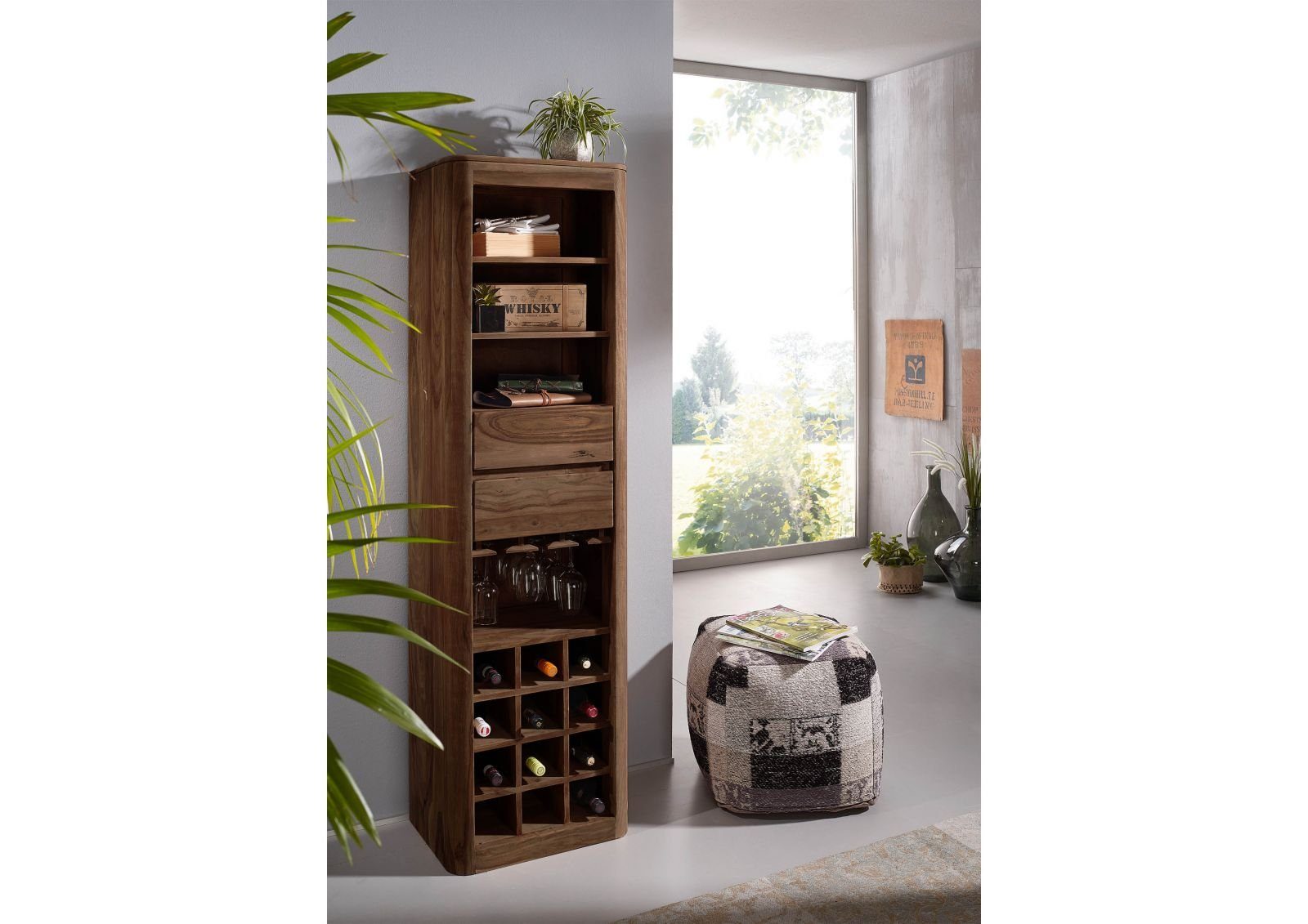 Massivmoebel24 Standregal »TORONTO«, Regal, Bücherregal aus Holz für  Wohnzimmer und Büro, Weinglashalter online kaufen | OTTO
