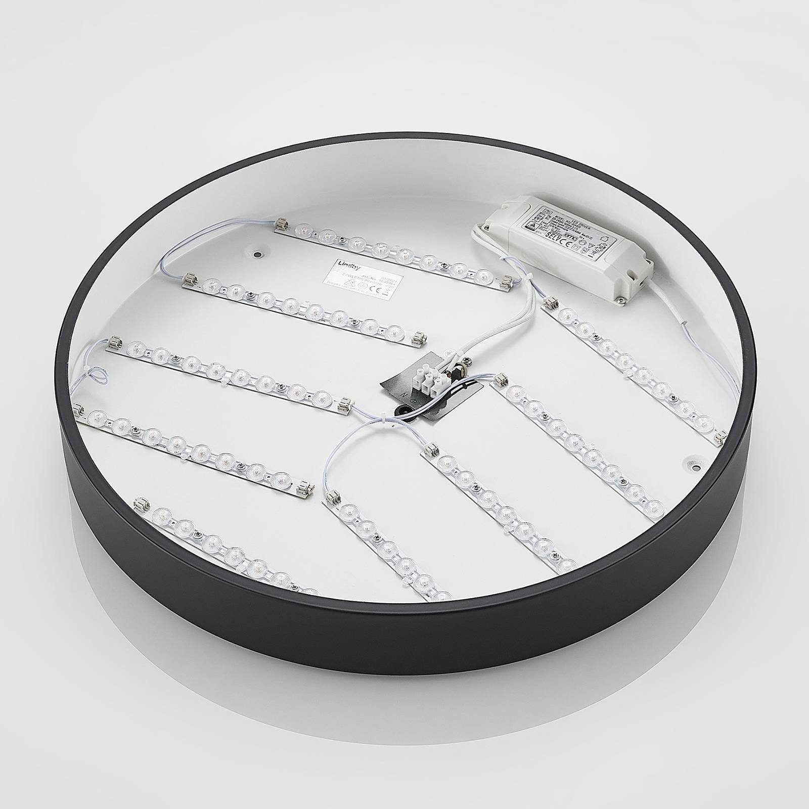 dimmbar, Lindby 1 LED-Leuchtmittel flammig, warmweiß, fest Schwarz, weiß, Kunststoff, LED Metall, Simera, verbaut, inkl. Modern, Deckenleuchte