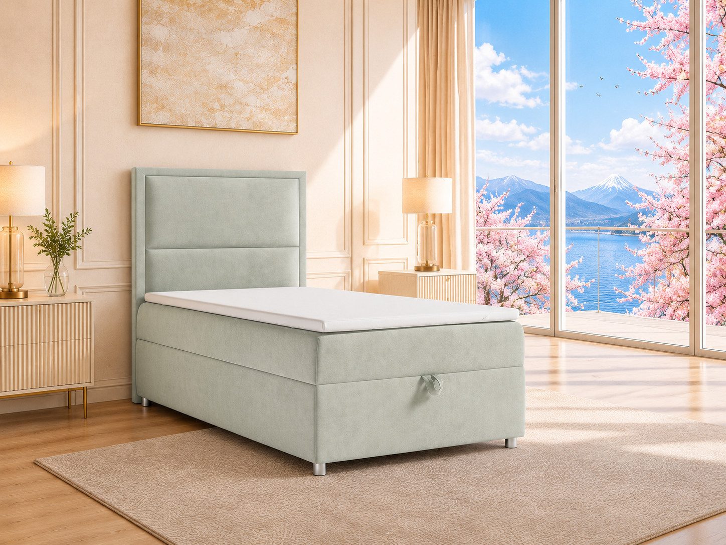 Best for Home Boxspringbett K-11 SINGLE mit Bettkasten, Bonellfederkern, Komfort Topper H3 (Hotelbett, Einzelbett, Kinderbett, Juniorbett, 5-St., 70x200 80x200 90x200 100x200 cm), Einzelbett mit integriertem Stauraum, gepolstertem Kopfteil