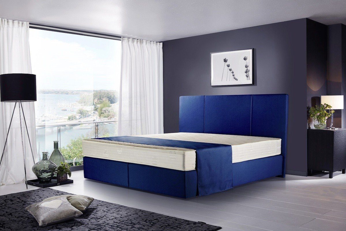 Kasper-Wohndesign Boxspringbett Stoff blau versch. Größen »Petu« - Kasper-Wohndesign