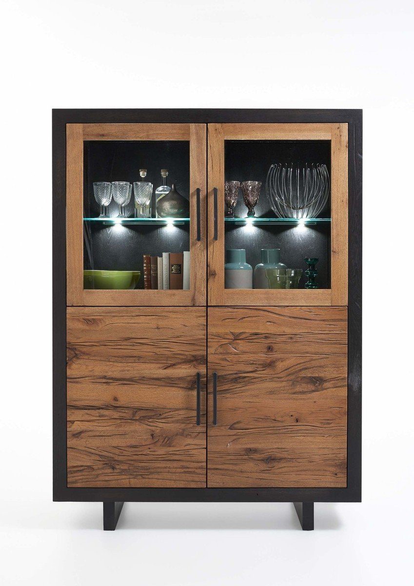 Kasper-Wohndesign Highboard Massivholz mit oder ohne Beleuchtung »GONA« - Kasper-Wohndesign