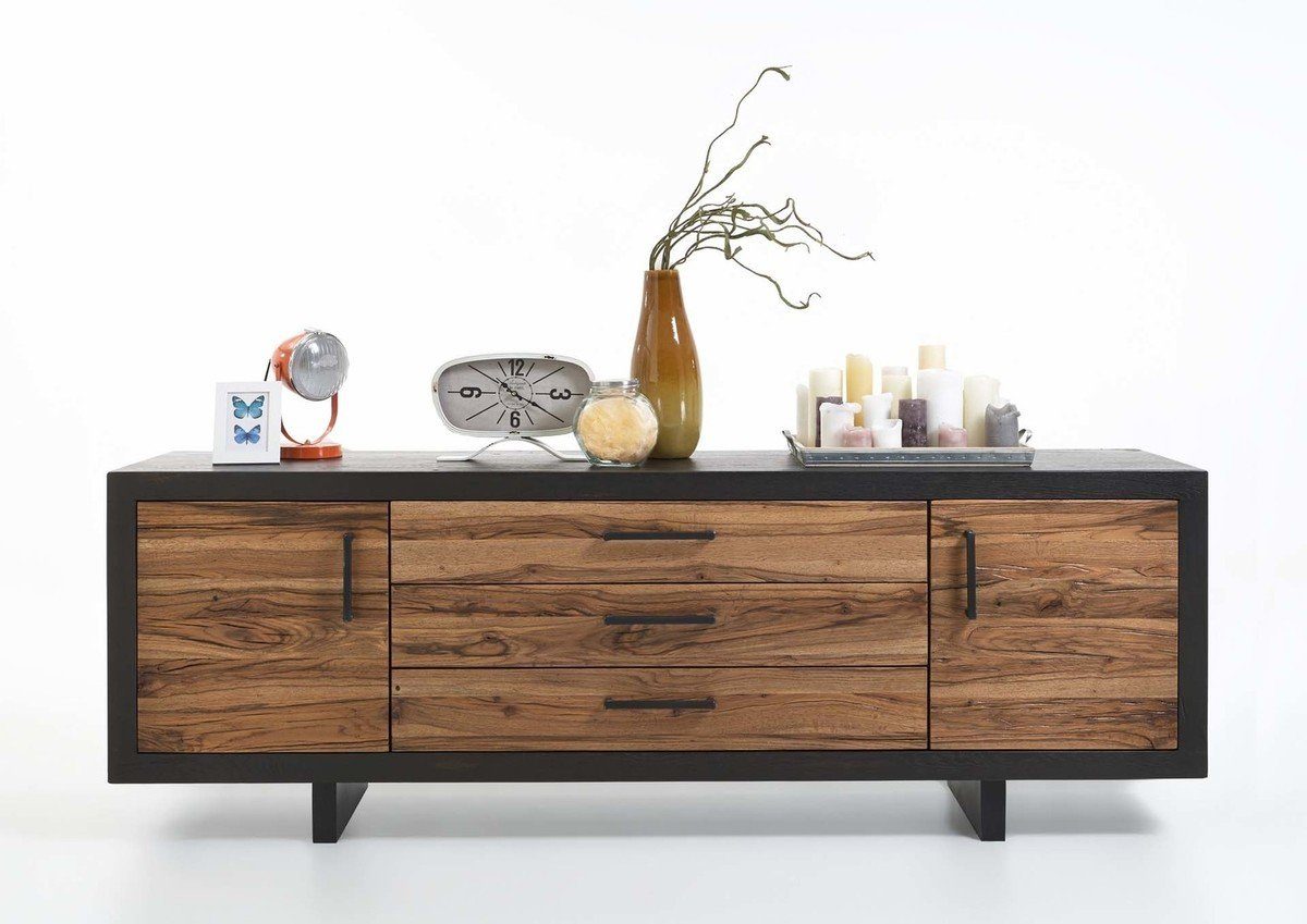 Kasper-Wohndesign Sideboard Massivholz 3 Schubladen und 2 Türen »GONA« - Kasper-Wohndesign