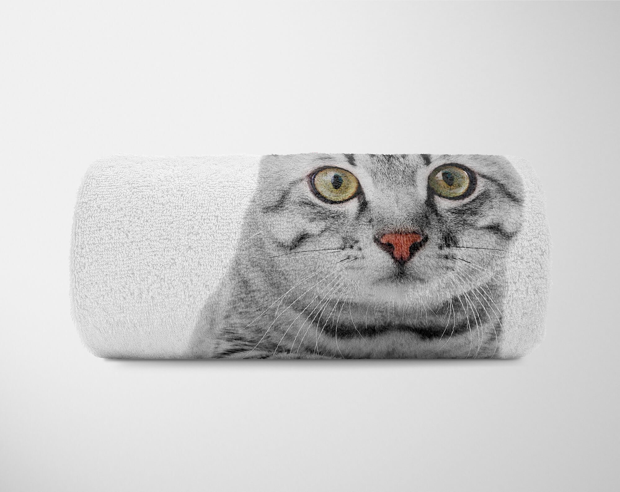Baumwolle-Polyester-Mix Strandhandtuch Handtuch Handtuch Kuscheldecke Katze, Art Saunatuch Sinus süße mit Tiermotiv (1-St), Handtücher