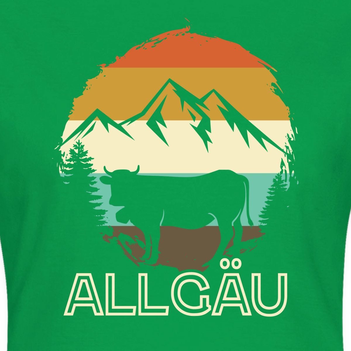 Spreadshirt T-Shirt Allgäu Vintage Berge Und Kuh Retro Frauen T-Shirt (1-tlg) Slim Fit, fällt klein aus