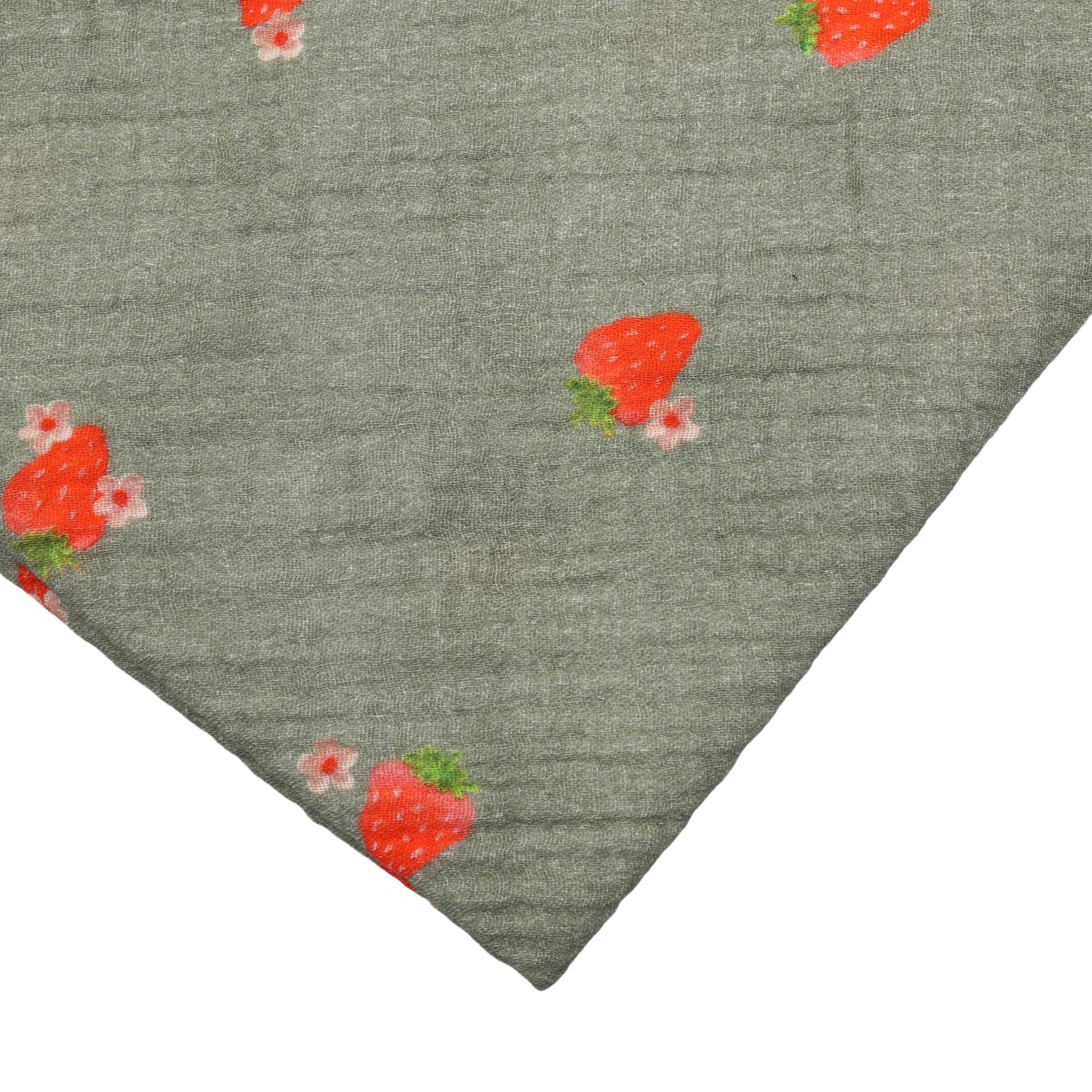 MIRROSI Dreieckstuch Aus Musellin Dreiecksschal ca.185x80 cm, Made in Italy, Erdbeeren, (Leicht, ideal für das ganze Jahr, 100% Baumwolle), in tollen Farben (Erdbeeren Print)