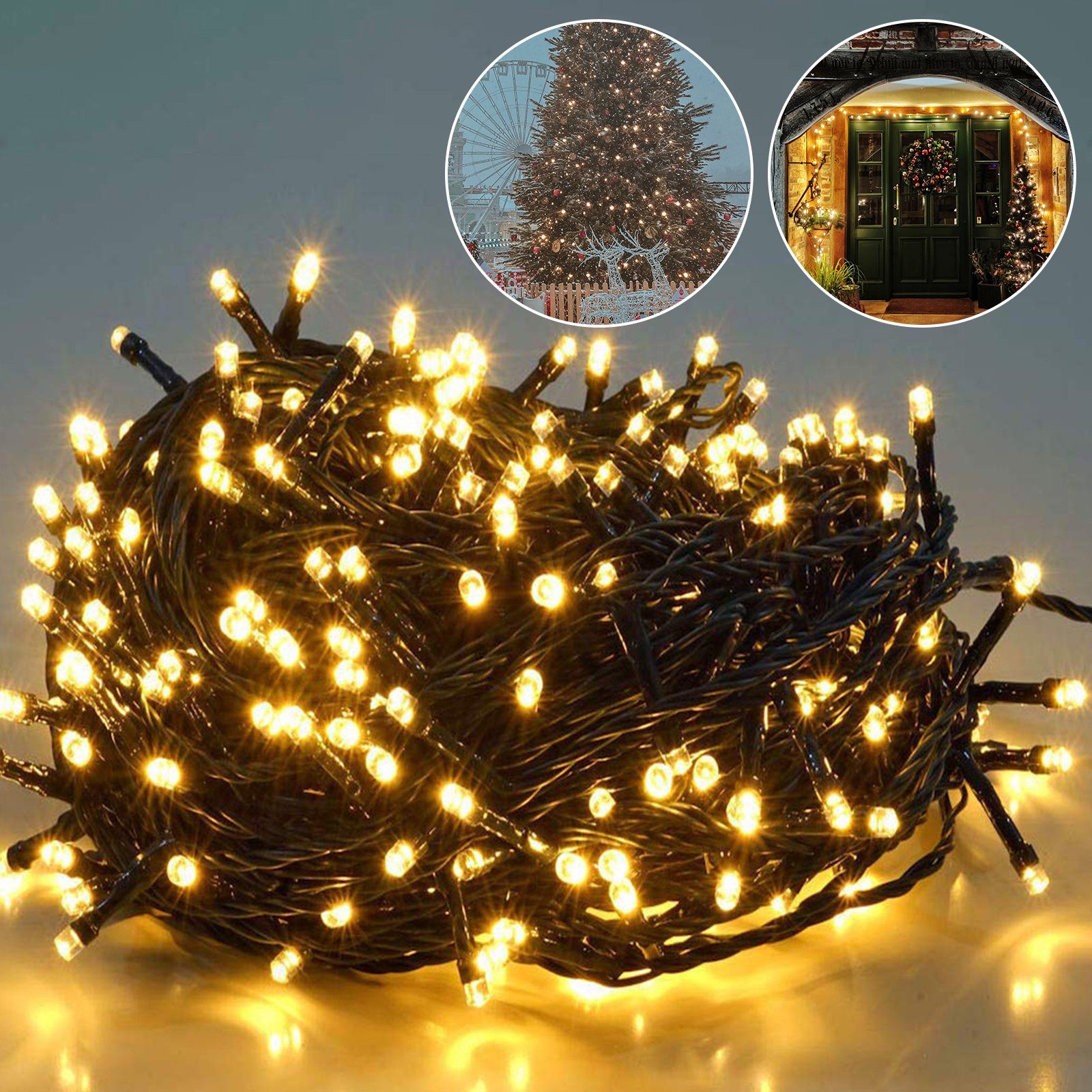 Salcar LED-Lichterkette 10m/15m/23m LED Lichterkette Außen Spritzwassergeschützt
