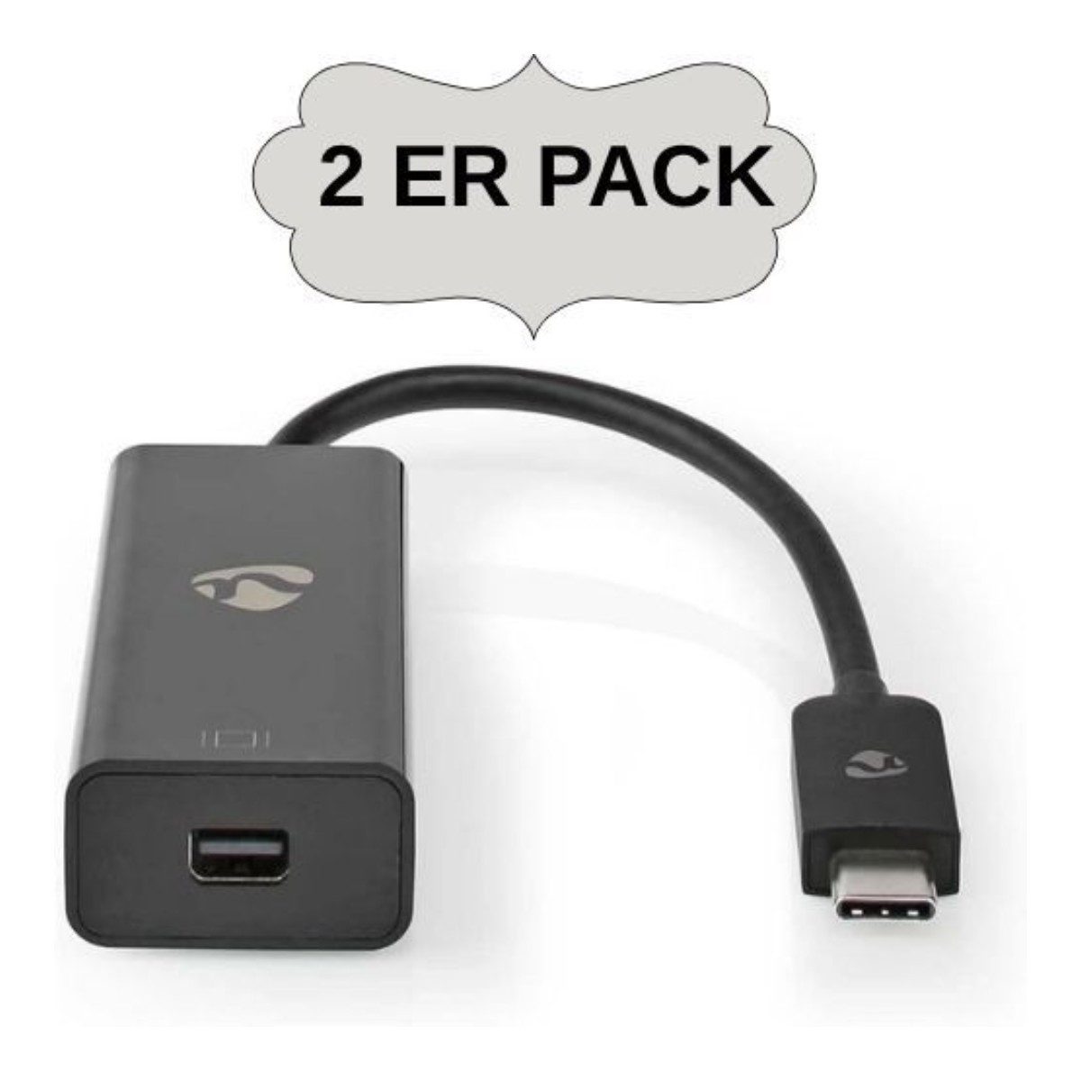 Nedis Nedis USB C auf Mini DisplayPort Adapter 8K 60 Hz Schwarz 0,2 m 2er Notebook (3 Gen Buchse Stecker Laptop Handy)