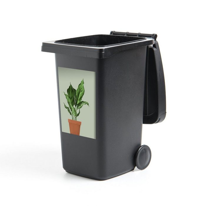 MuchoWow Wandsticker Pflanzen - Blumentopf - Grün (1 St) Mülleimer-aufkleber Mülltonne Sticker Container Abfalbehälter