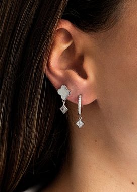 CAÏ Paar Ohrstecker 925 Sterling Silber rhodiniert Kleeblatt Zirkonia Anhänger