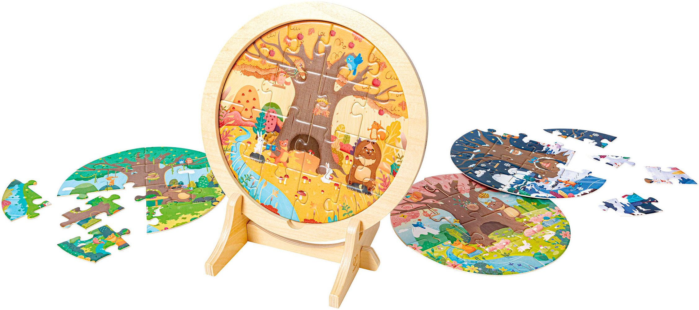 Hape Пазлы 4-Jahreszeiten-Lagenpuzzle, 56 Пазлыteile, leuchtet im Dunkeln