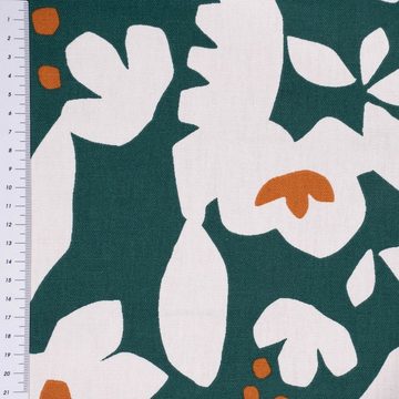 SCHÖNER LEBEN. Stoff Dekostoff Baumwolle Canvas Ewazi Blätter Blumen abstrakt grün ecru 1