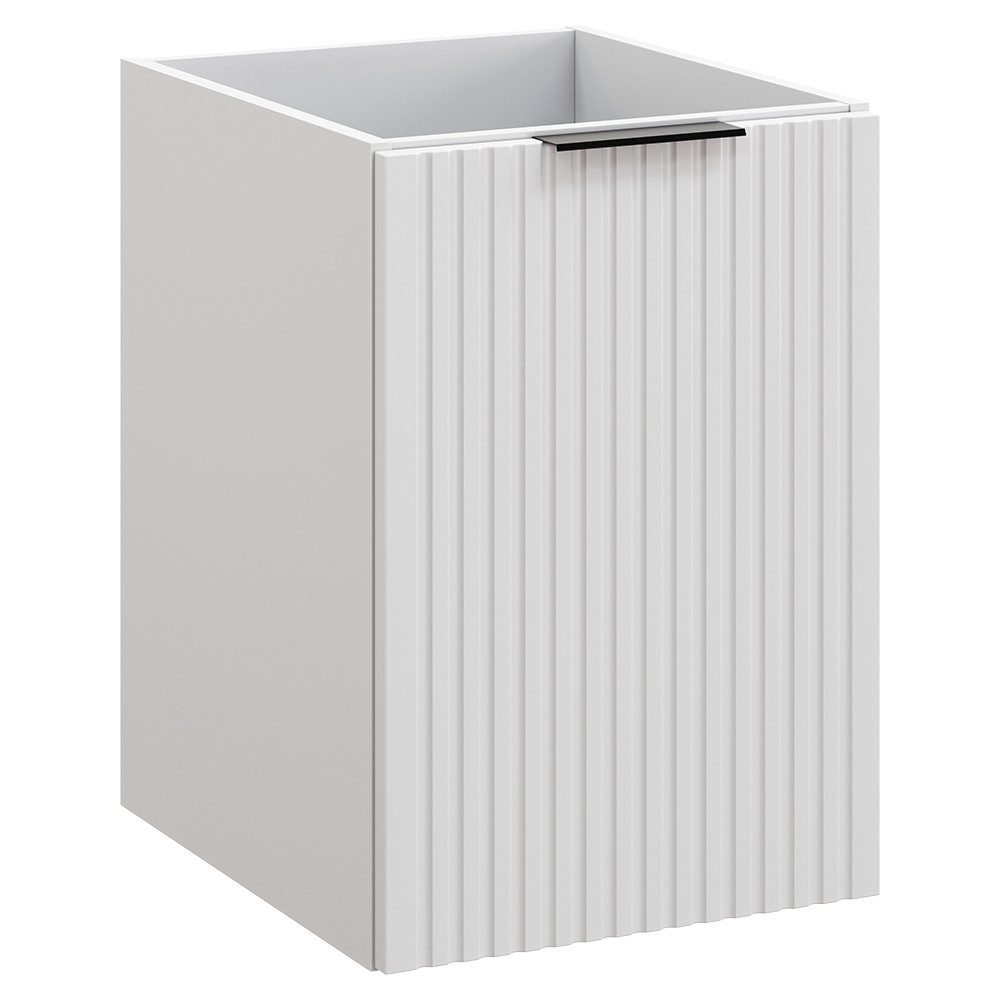 Lomadox Unterschrank ADELAIDE-56-WHITE 40 cm breit, weiß matt, gerillte Front, inkl. Wäschekorb