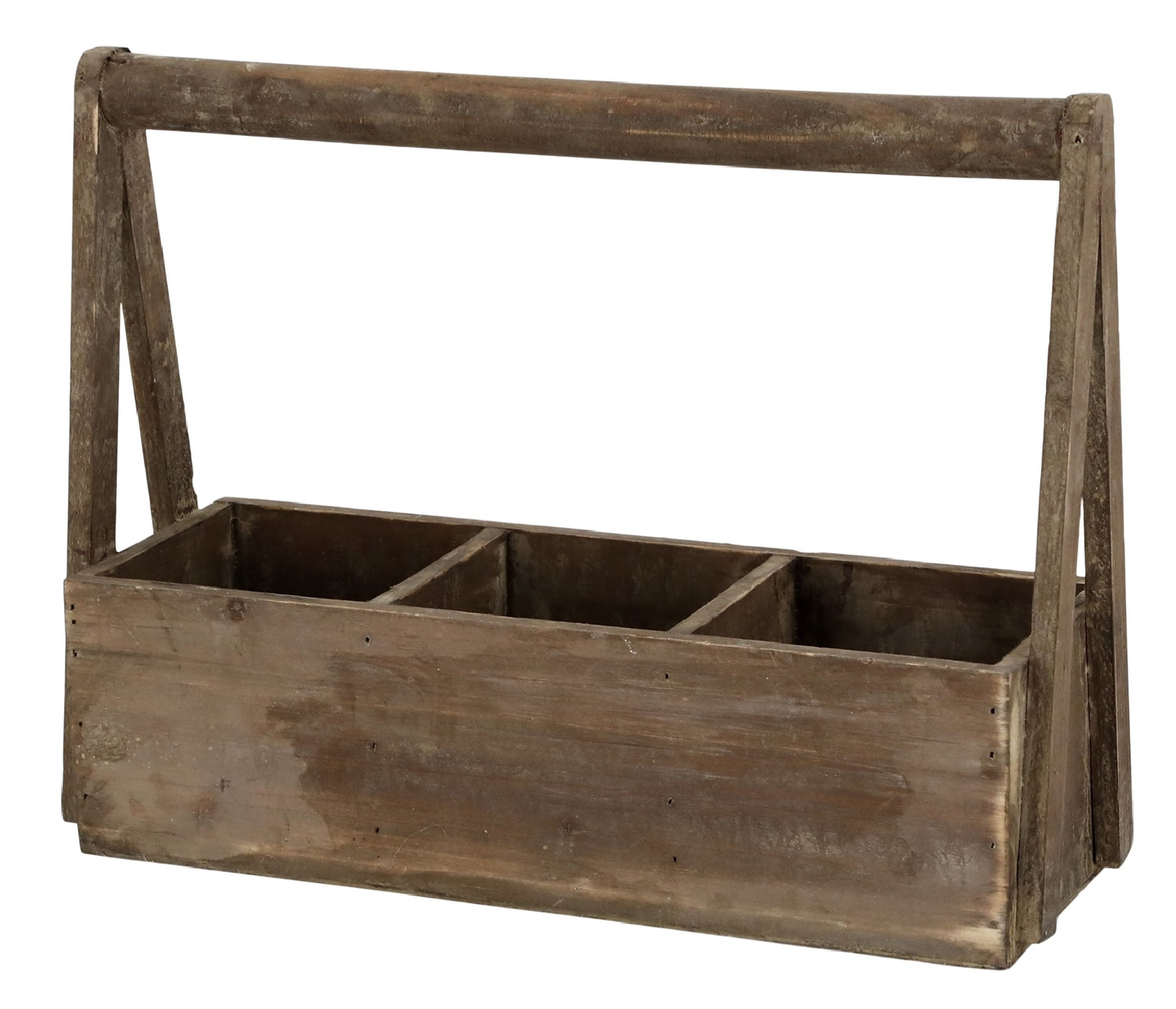 Holzkiste Chic Antique - Holzkiste 3 Fächer Holzkorb Kiste Korb Kasten Holz