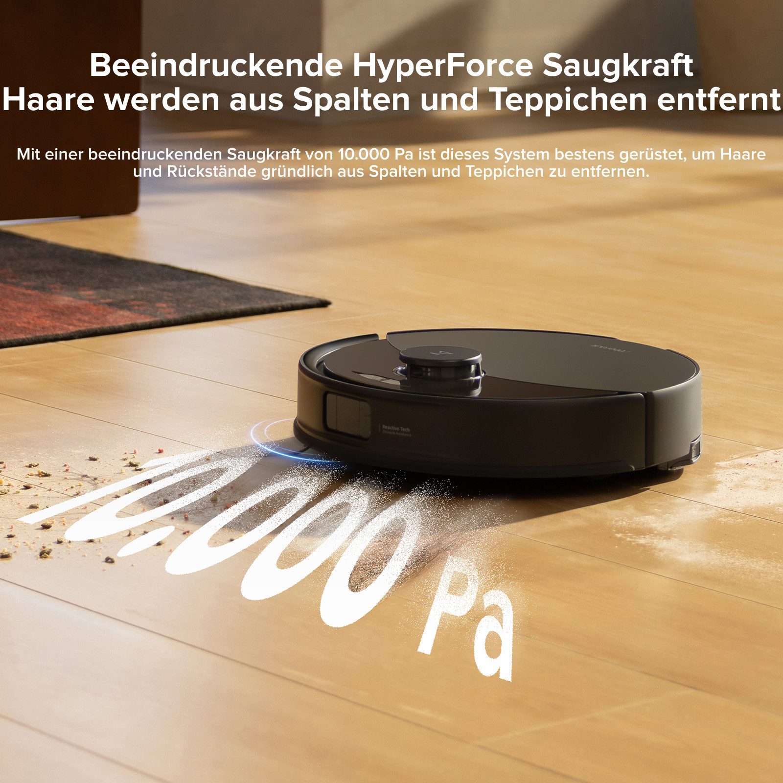 Roborock Saugroboter Q10 PF, 10000Pa, Dual Anti-Tangle-System (Upgrade von Q8 MAX/S8), 10000 Pa HyperForce Saugkraft, ReactiveTech-Hindernisvermeidung, 5200 mAh, PreciSense® LiDAR-Navigation, APP-Bedienbar
