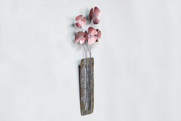 KUNSTLOFT Wanddekoobjekt Blumengruß 30x90x4 cm, handgefertigte Wanddeko Metall