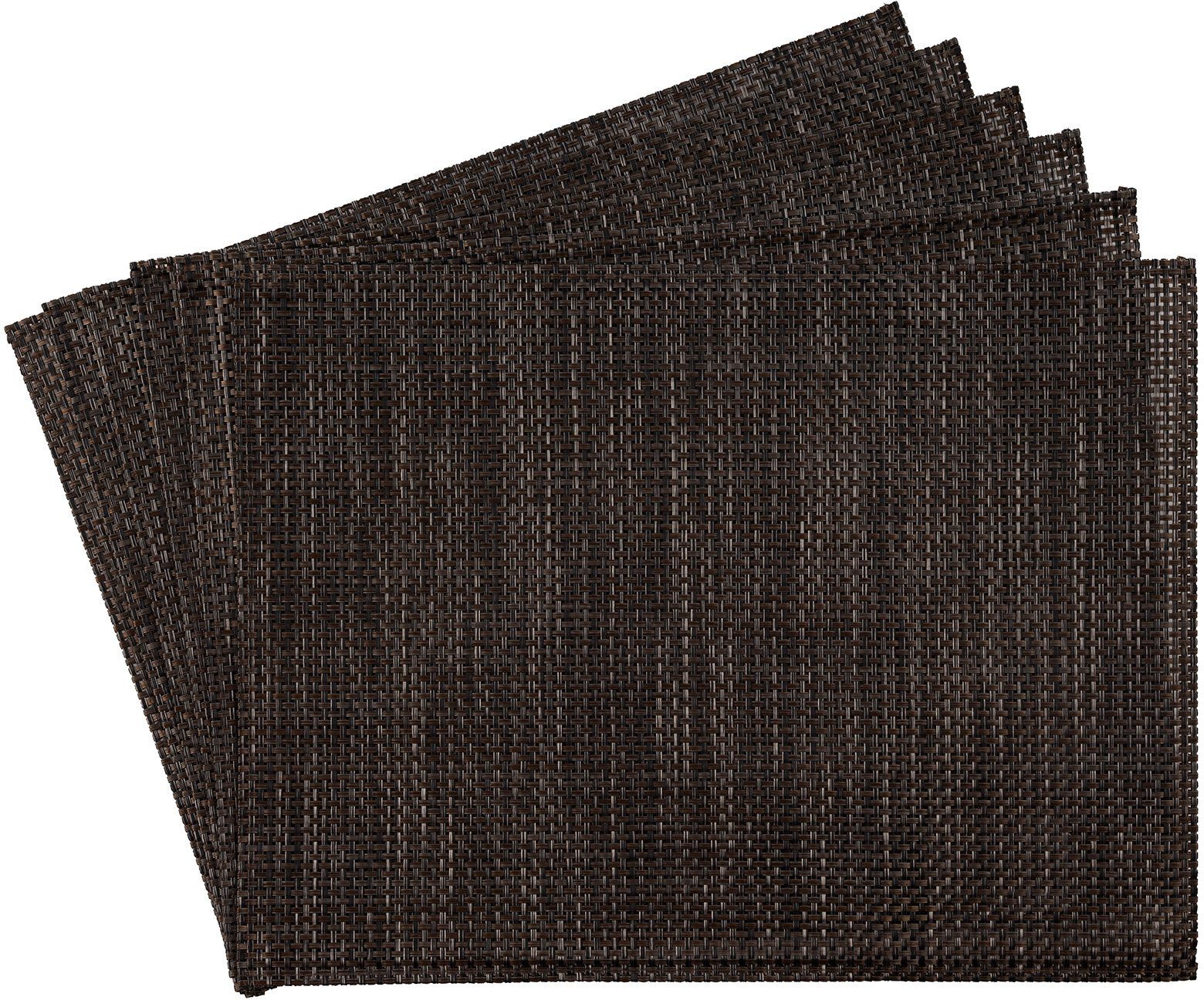 Platzset, Schmalband, (6-St), APS, 45x33 braun/dunkelbeige umgenähten cm abwischbar, Rand, mit leicht